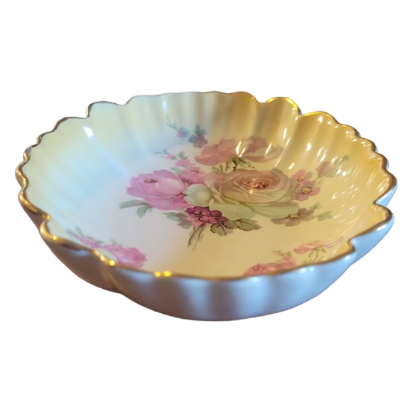 Vtg 1955 James Kent Old Foley Gold Rim Rose Porcelain Bonbon Candy Trinket Dish - Picture 3 of 5